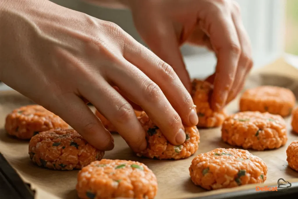 Shape the Patties Salmon Cakes