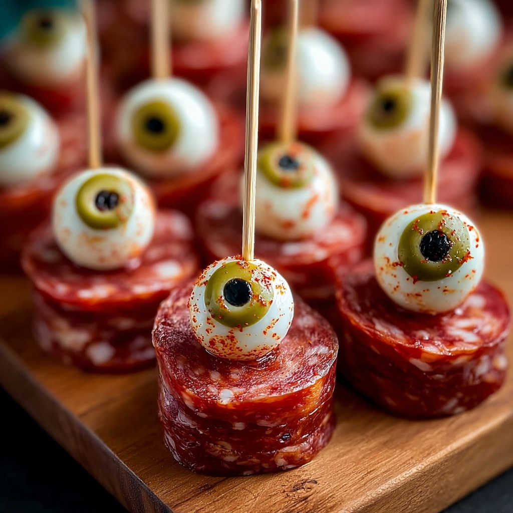 Creepy-Cute Skewered Beef Salami Eyeballs Recipe - Recipe Image