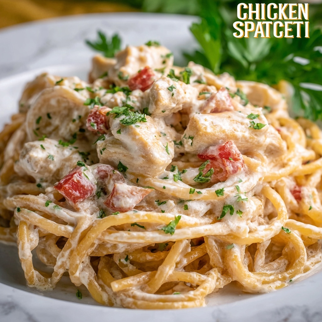 White Chicken Spaghetti Bake Recipe - Recipe Image