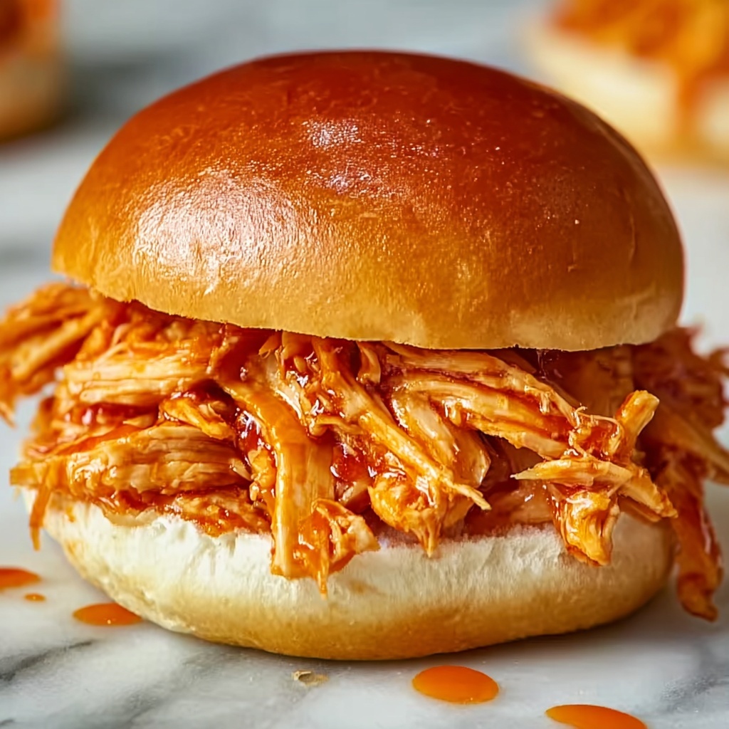 Spicy Shredded Buffalo Chicken Sandwich Recipe - Recipe Image