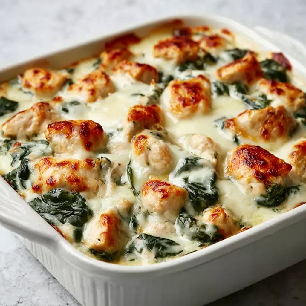 Creamy Chicken and Spinach Casserole with Mozzarella Recipe - Recipe Image