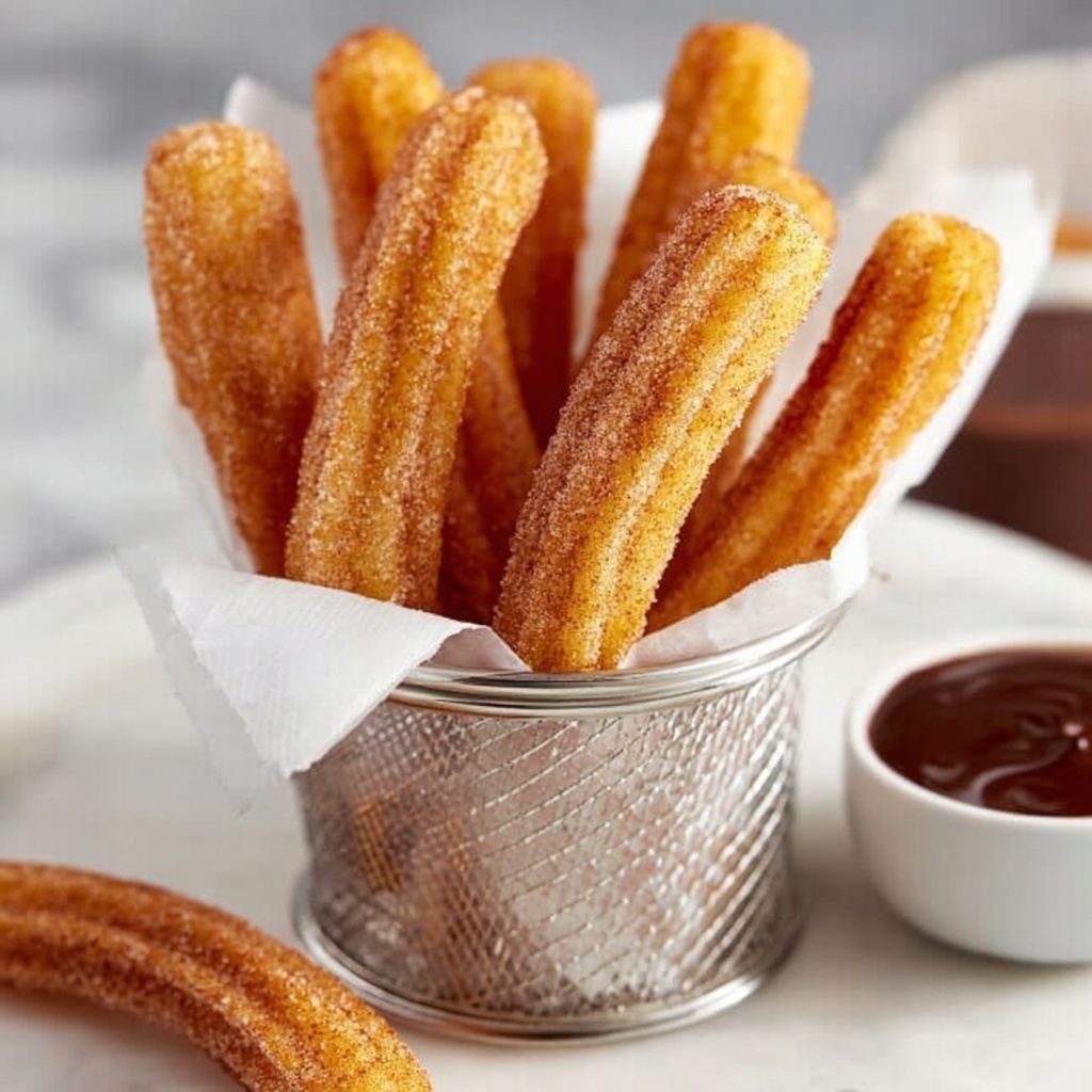 Homemade Churros with Rich Chocolate Dipping Sauce Recipe - Recipe Image