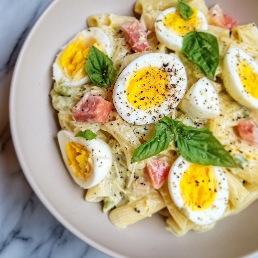 Creamy Pasta Salad with Hard-Boiled Eggs Recipe - Recipe Image