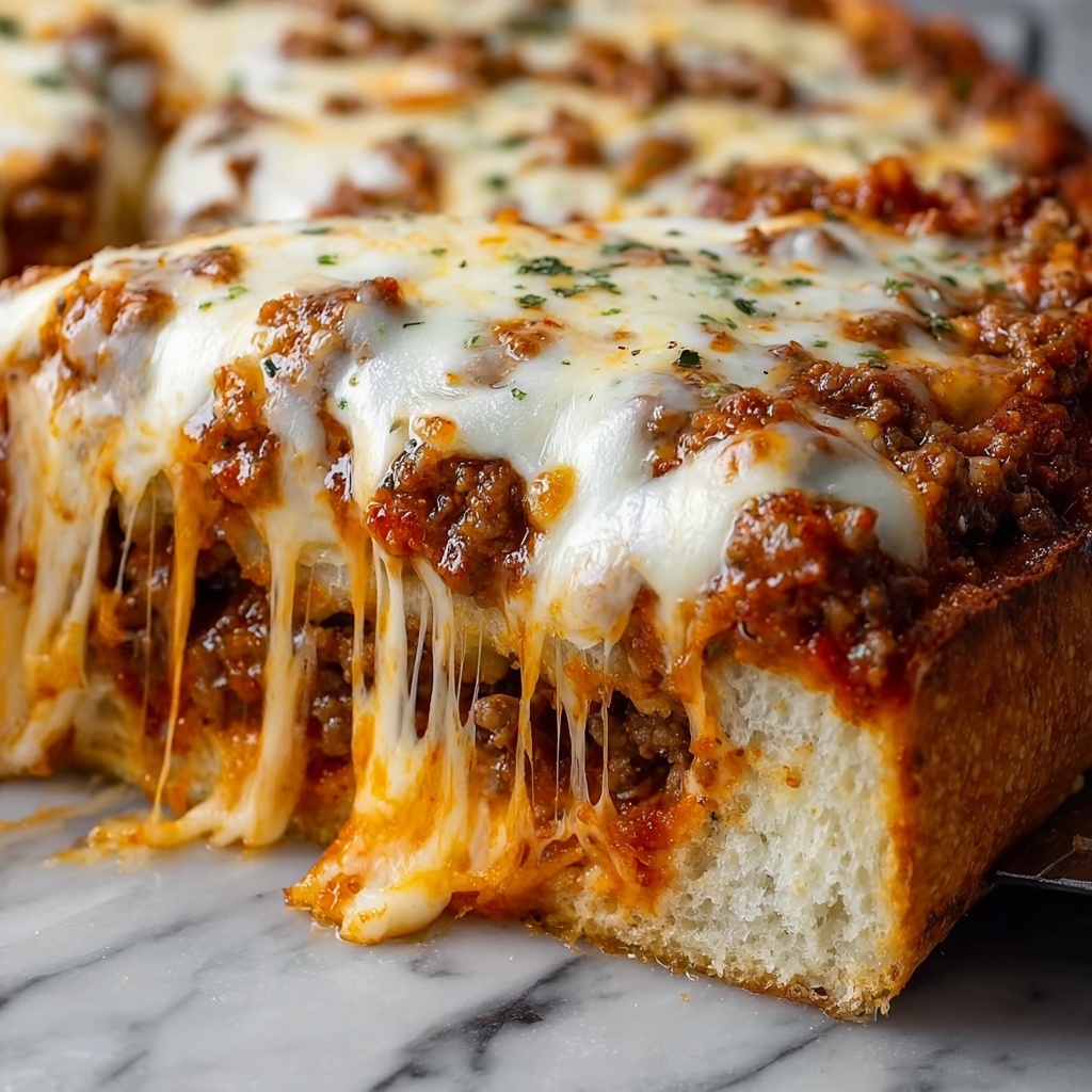 Garlic Bread Cheesy Sloppy Joe Bake Recipe - Recipe Image
