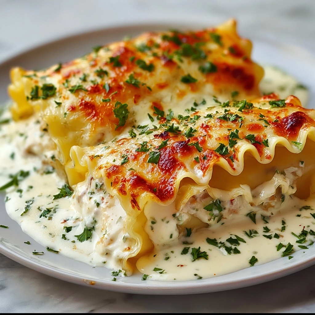 Creamy Chicken Alfredo Lasagna Rolls Recipe - Recipe Image