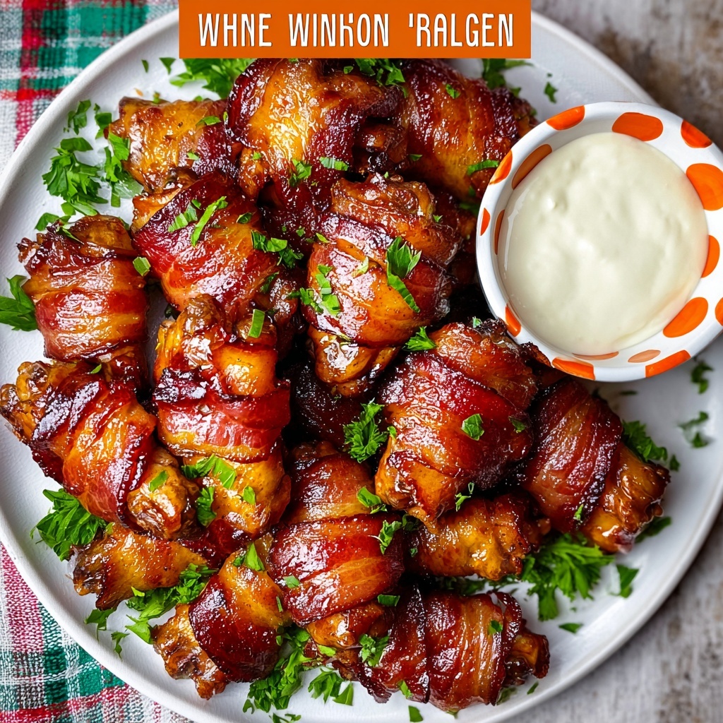 Bacon-Wrapped Chicken Wings with BBQ Hot Sauce Recipe - Recipe Image