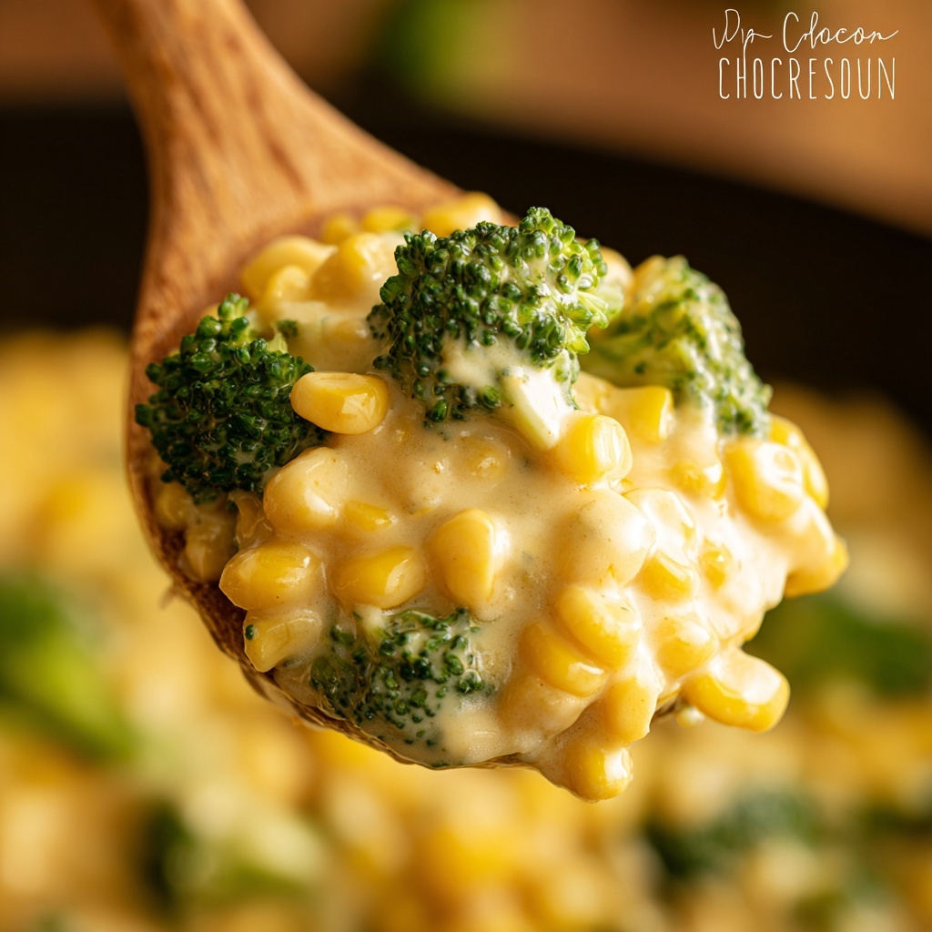 Slow Cooker Cheesy Corn and Broccoli Recipe - Recipe Image