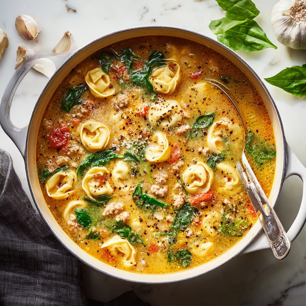 Creamy Tuscan Garlic Tortellini Soup Recipe - Recipe Image
