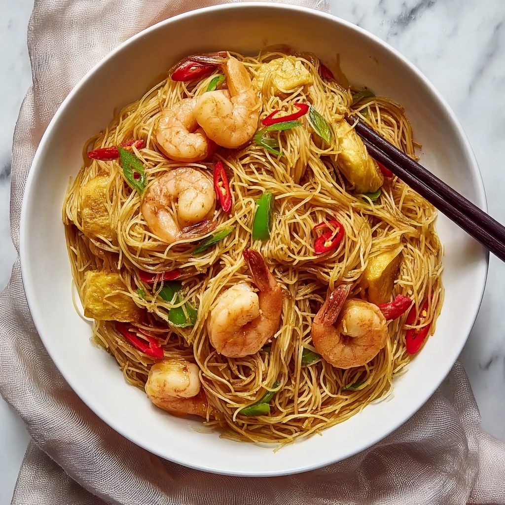 Savory Singapore Noodles with Prawn and BBQ Pork Recipe - Recipe Image