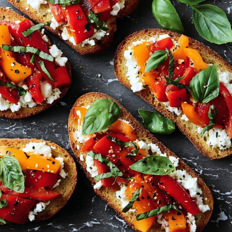 Roasted Red Pepper and Feta Bruschetta Recipe