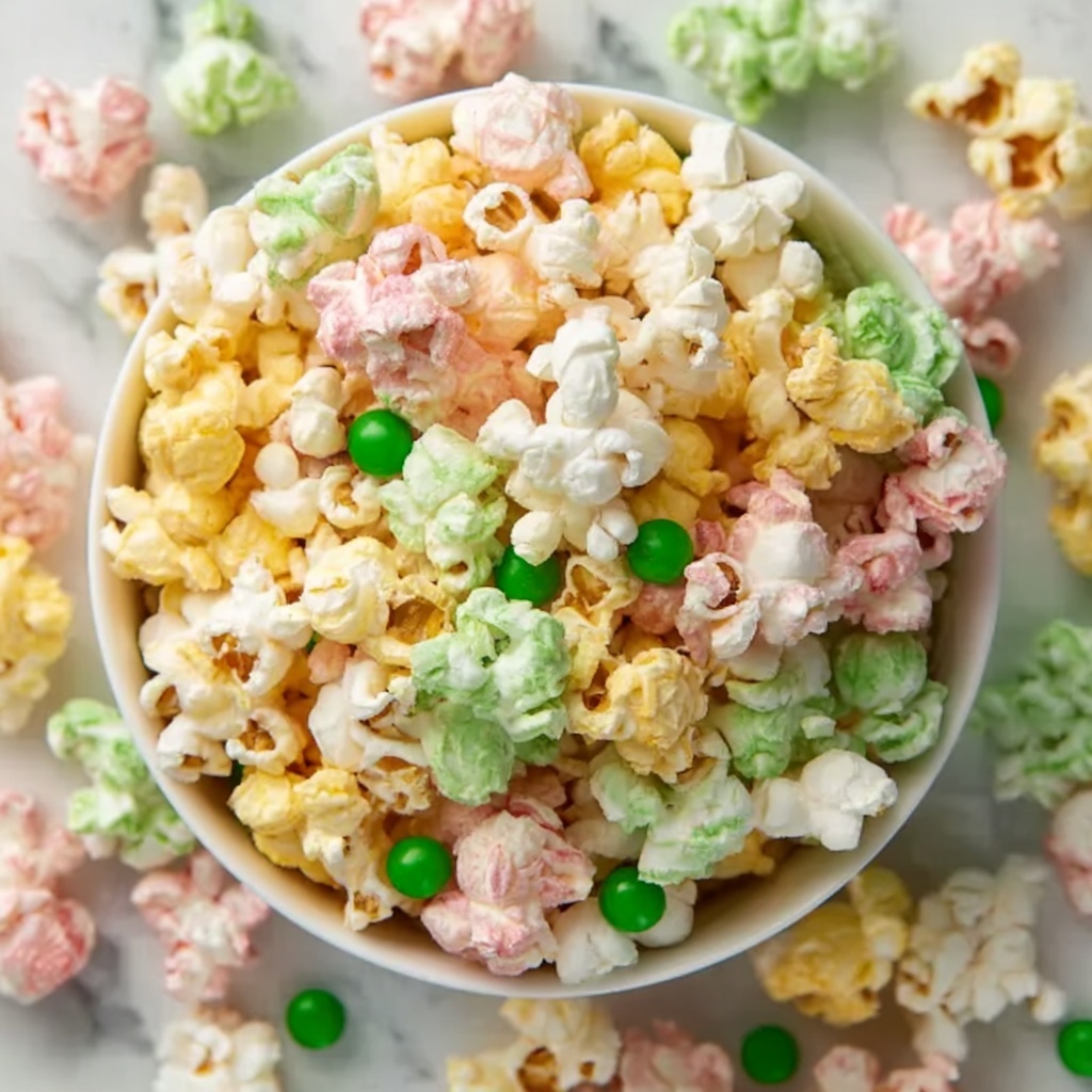 Minty Marshmallow Lucky Charms Popcorn Recipe - Recipe Image