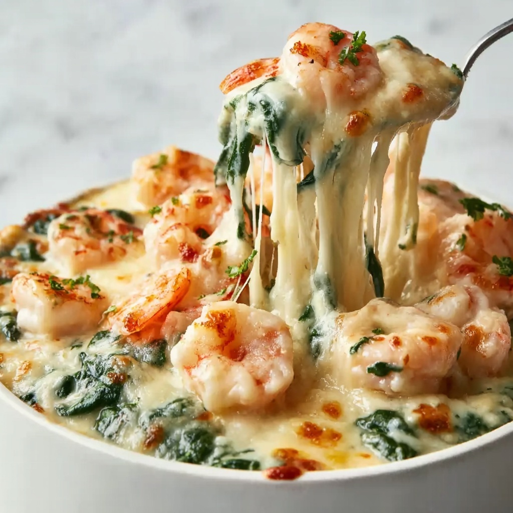 Cheesy Rich and Creamy Shrimp and Crab Spinach Dip Recipe - Recipe Image