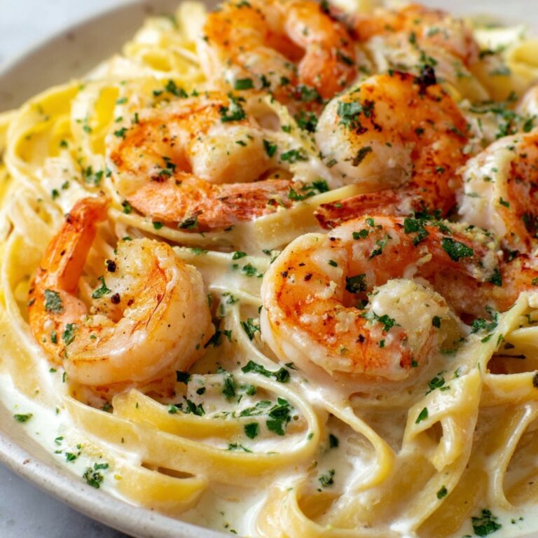 Grilled Salmon & Shrimp Fettuccine Alfredo Recipe