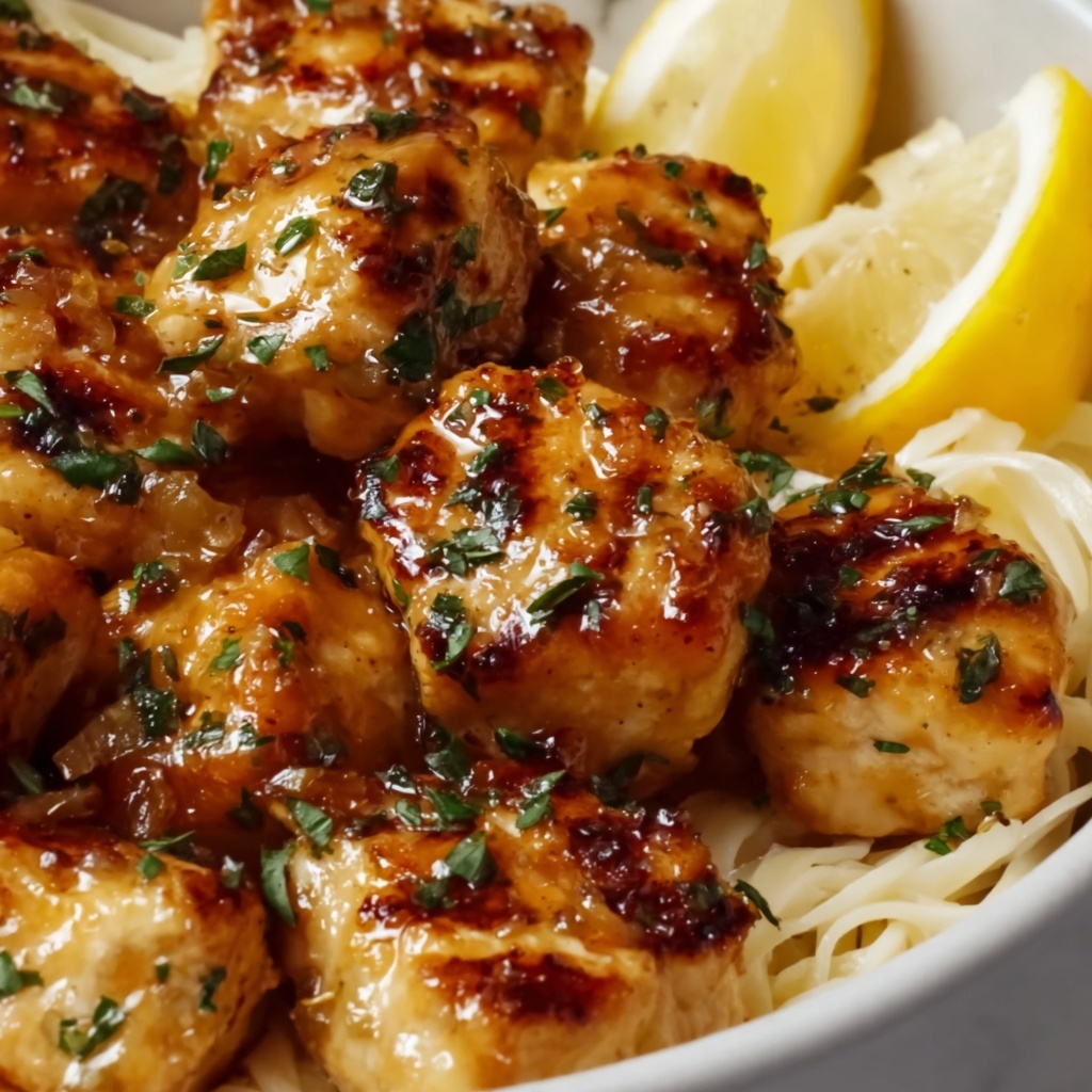 Lemon Garlic Butter Chicken Bites with Savory Parmesan Linguine Recipe - Recipe Image