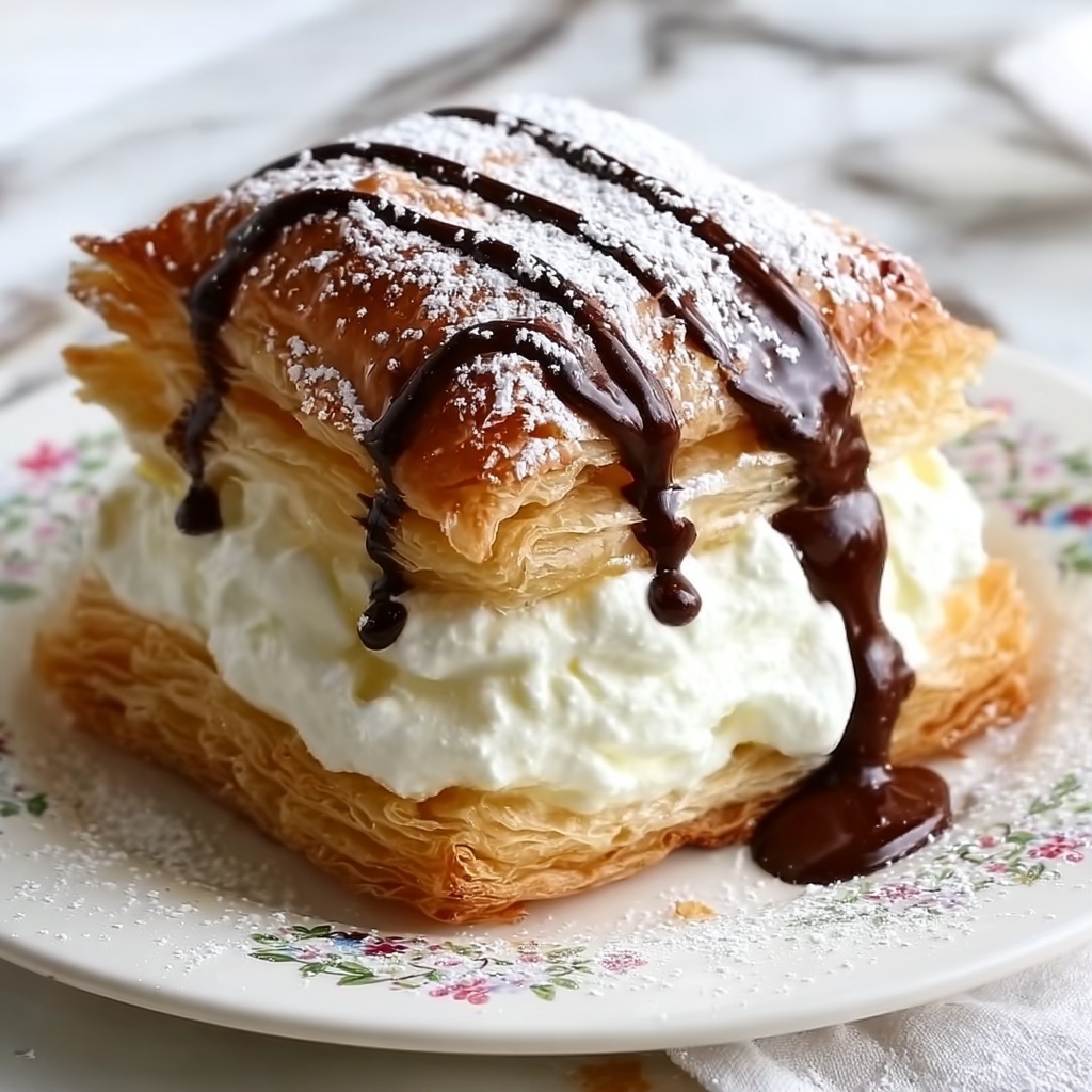Cream Puff Cake with Vanilla Pudding and Chocolate Topping Recipe - Recipe Image