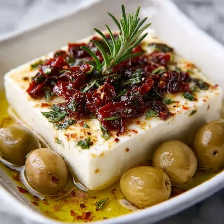 Baked Feta with Olives and Sun-Dried Tomatoes Recipe