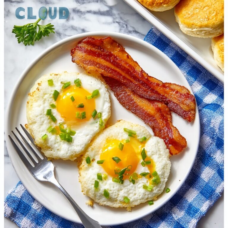 Cloud Eggs with Cheddar Cheese and Runny Yolk Recipe