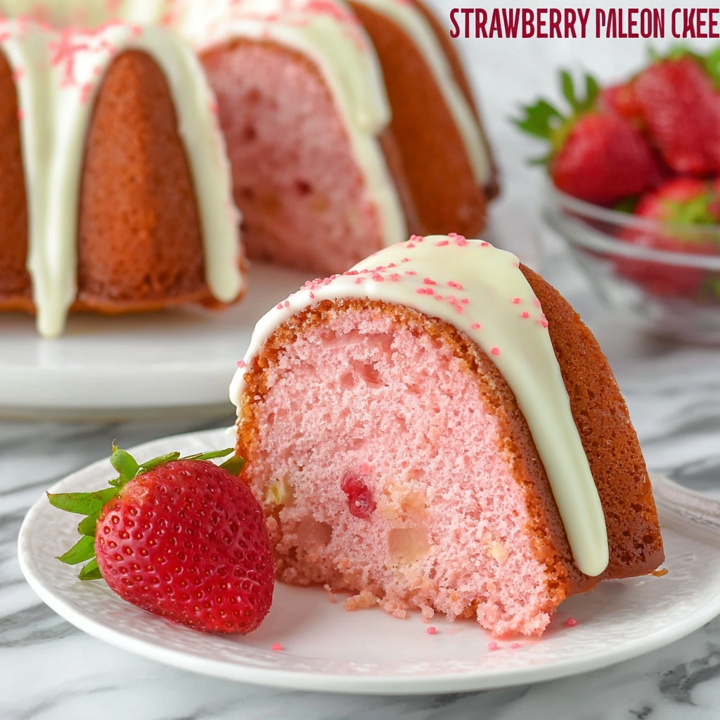 Melted Ice Cream Strawberry Cake Recipe - Recipe Image
