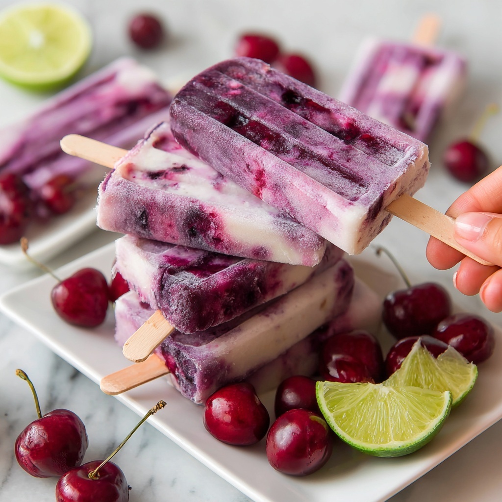 Cherry Lime Ice Pops Recipe - Recipe Image
