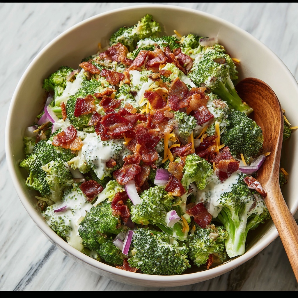 Creamy Broccoli Salad with Bacon and Cheddar Recipe - Recipe Image