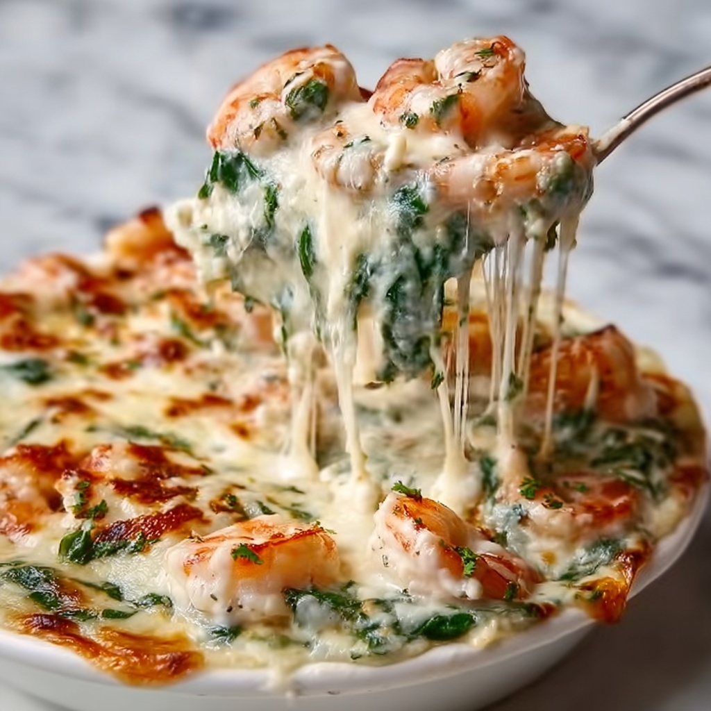 Cheesy Rich and Creamy Shrimp and Crab Spinach Dip Recipe - Recipe Image