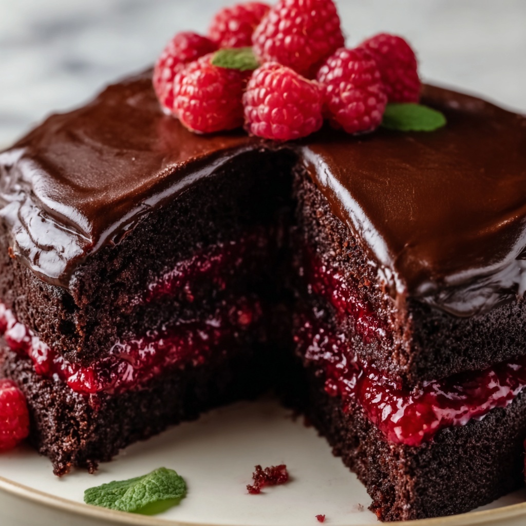Decadent Chocolate Cake with Fresh Raspberry Bliss Recipe - Recipe Image