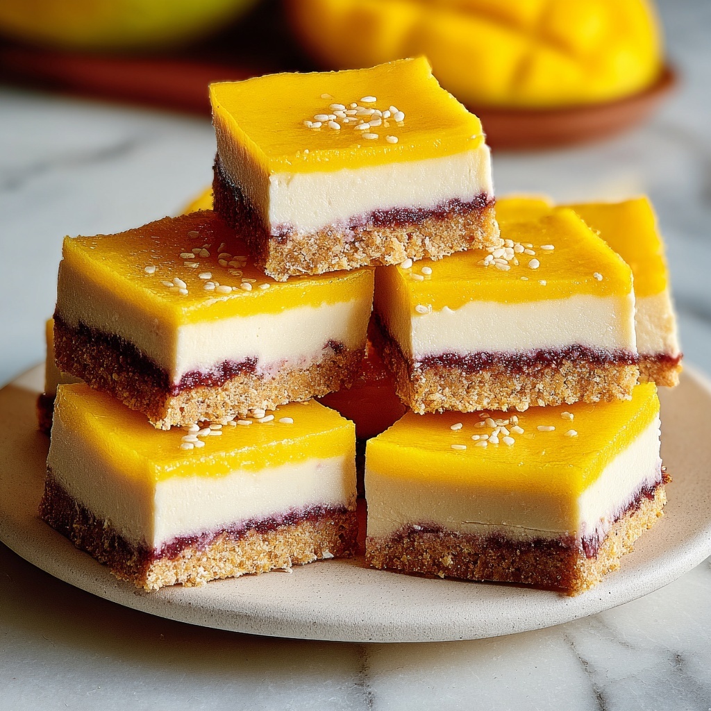 Vegan Mango Cheesecake Bars Recipe - Recipe Image