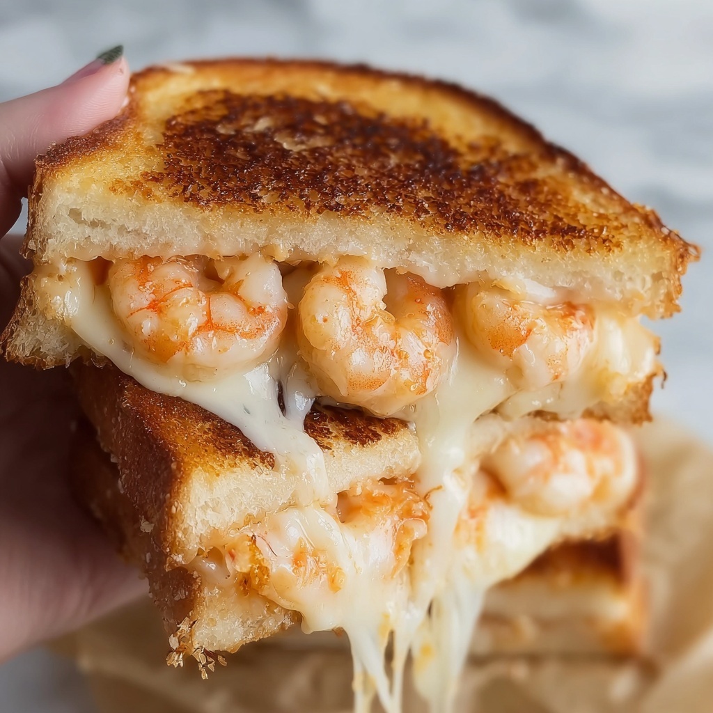 Cheesy Garlic Shrimp Grilled Cheese Recipe - Recipe Image