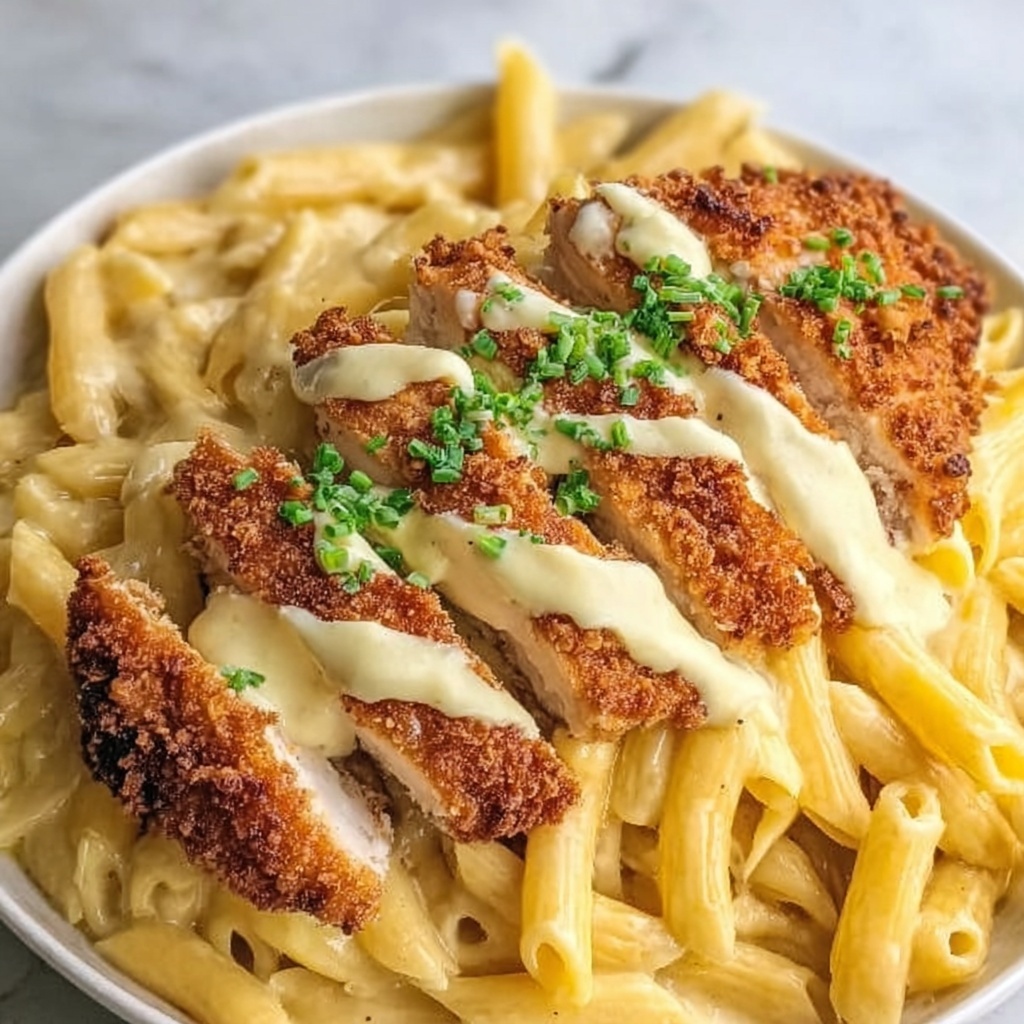 Crispy Chicken with Creamy Parmesan Pasta Recipe - Recipe Image