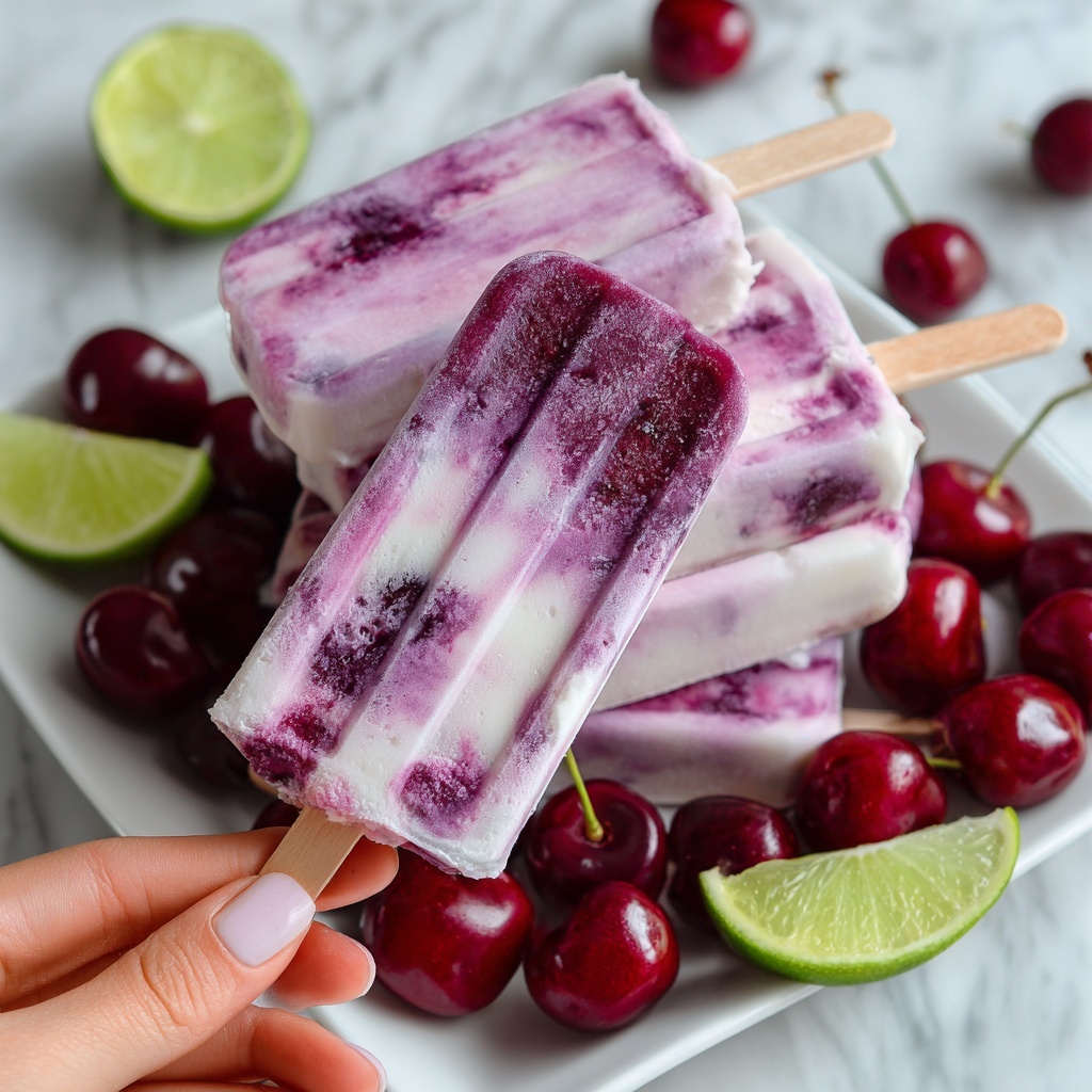 Cherry Lime Ice Pops Recipe - Recipe Image