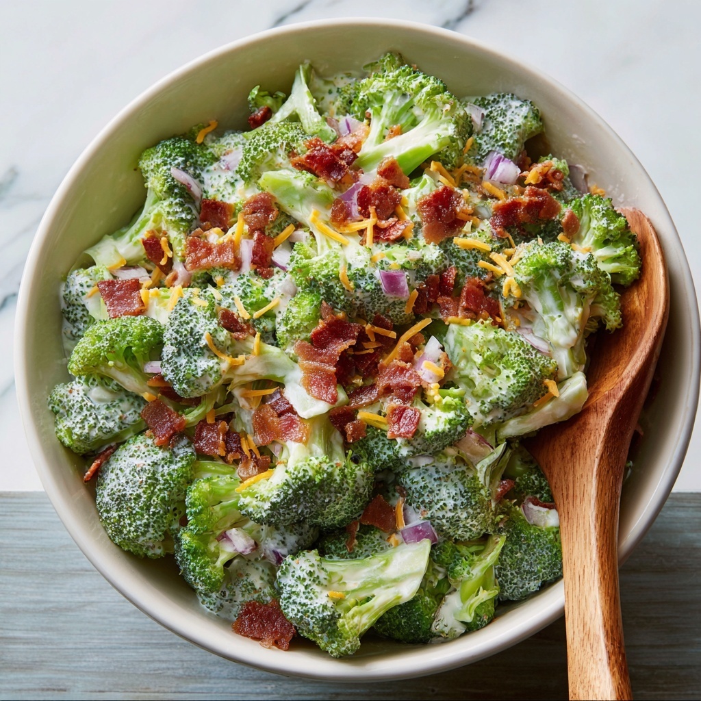 Creamy Broccoli Salad with Bacon and Cheddar Recipe - Recipe Image