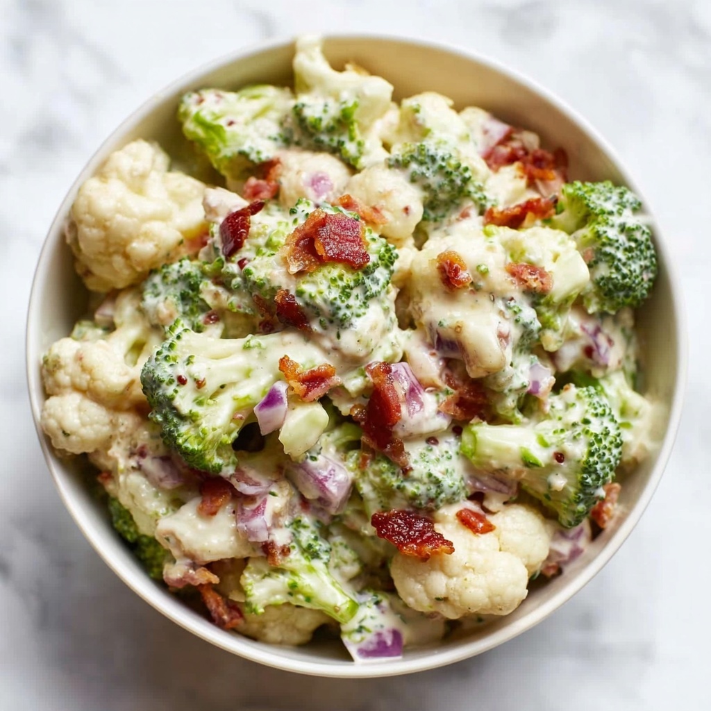 Broccoli Cauliflower Salad with Bacon and Lemon-Thyme Dressing Recipe - Recipe Image