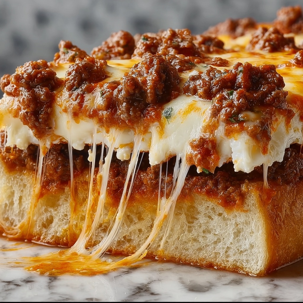 Garlic Bread Cheesy Sloppy Joe Bake Recipe - Recipe Image