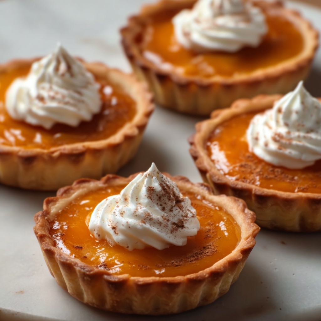 Mini Pumpkin Pies with Spiced Whipped Cream Recipe - Recipe Image