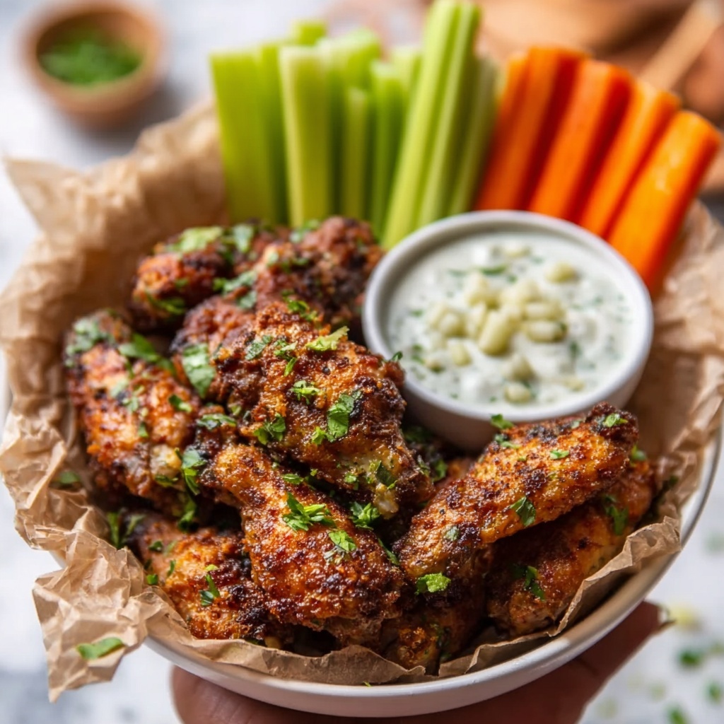 Dry Rub Baked Chicken Wings with Gorgonzola Sauce Recipe - Recipe Image
