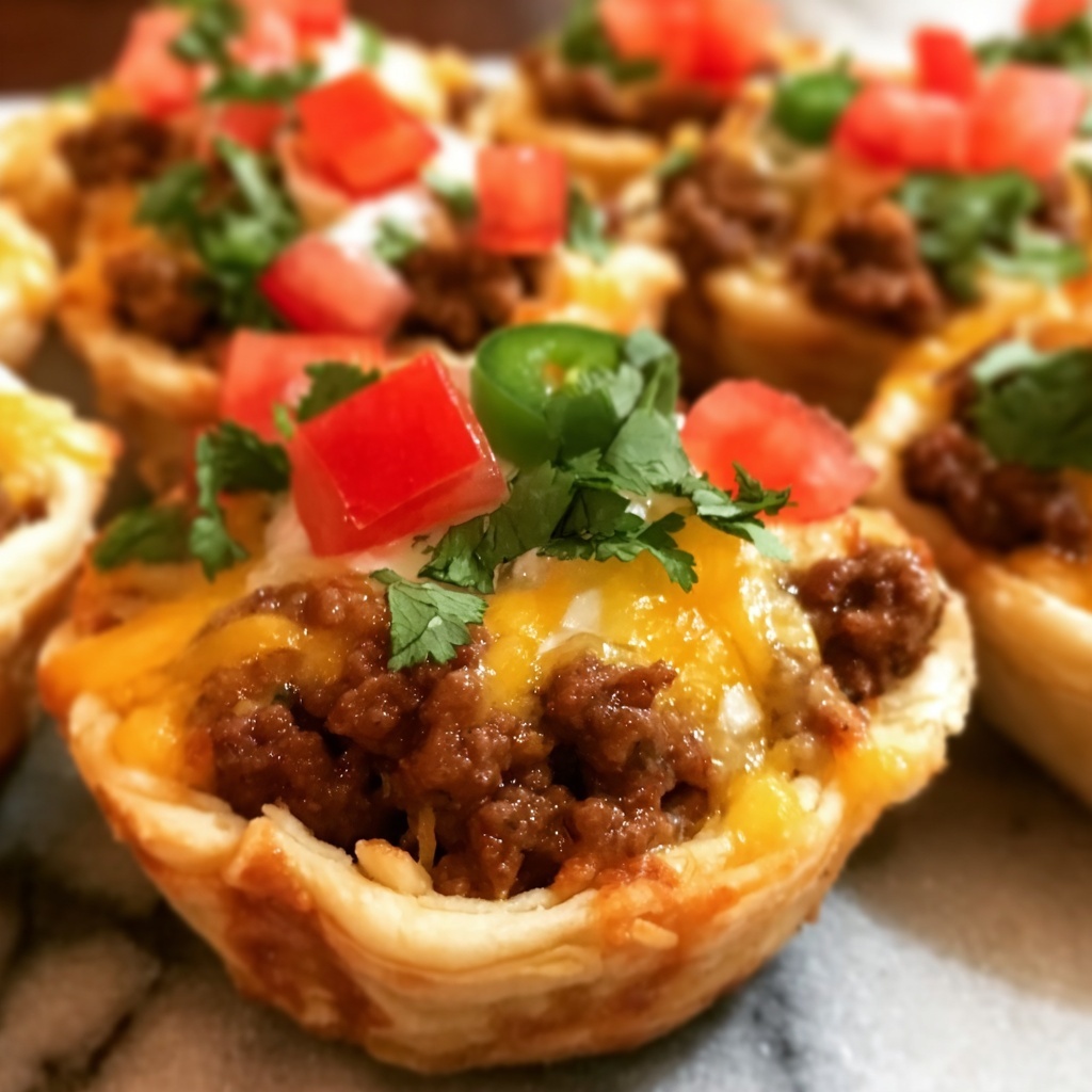 Crescent Roll Taco Cups Recipe - Recipe Image