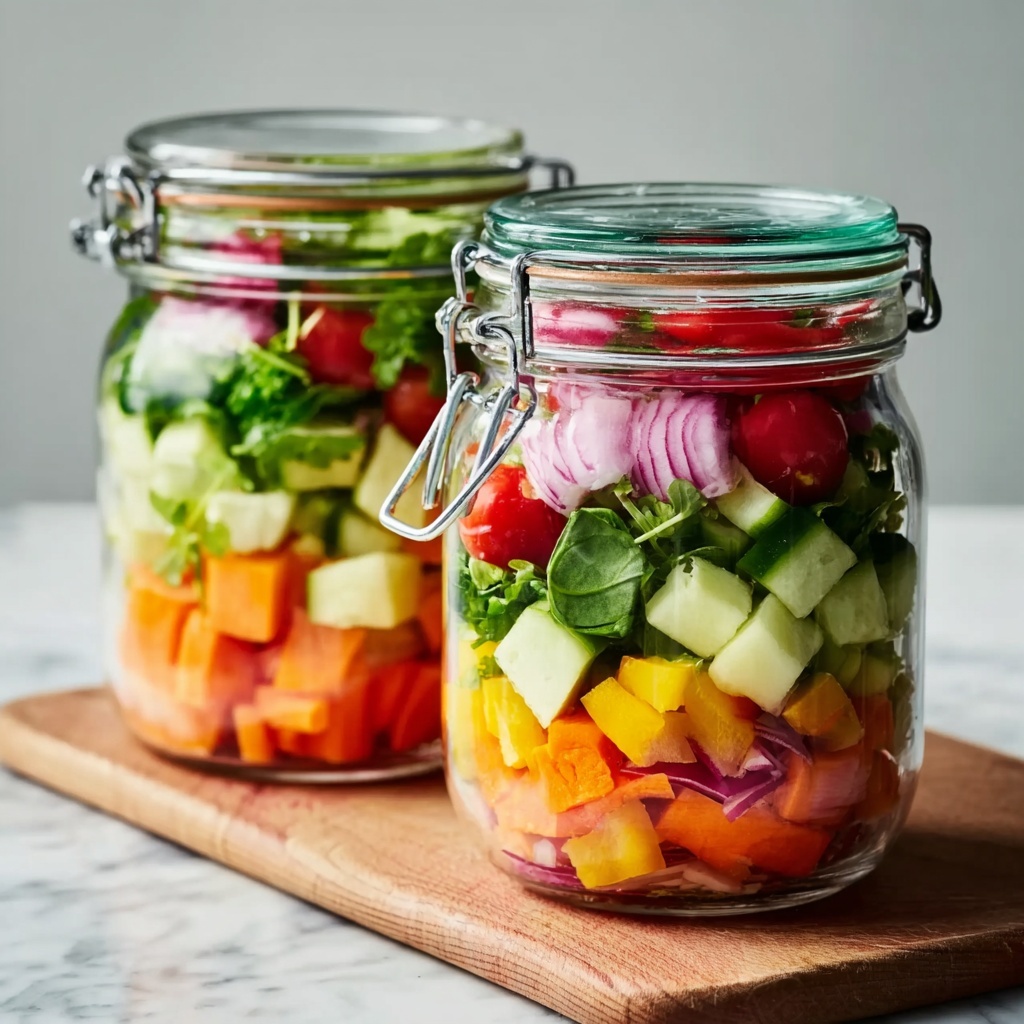 Salad Jars: Delicious Layered Mason Jar Meal in 15 Minutes Recipe - Recipe Image