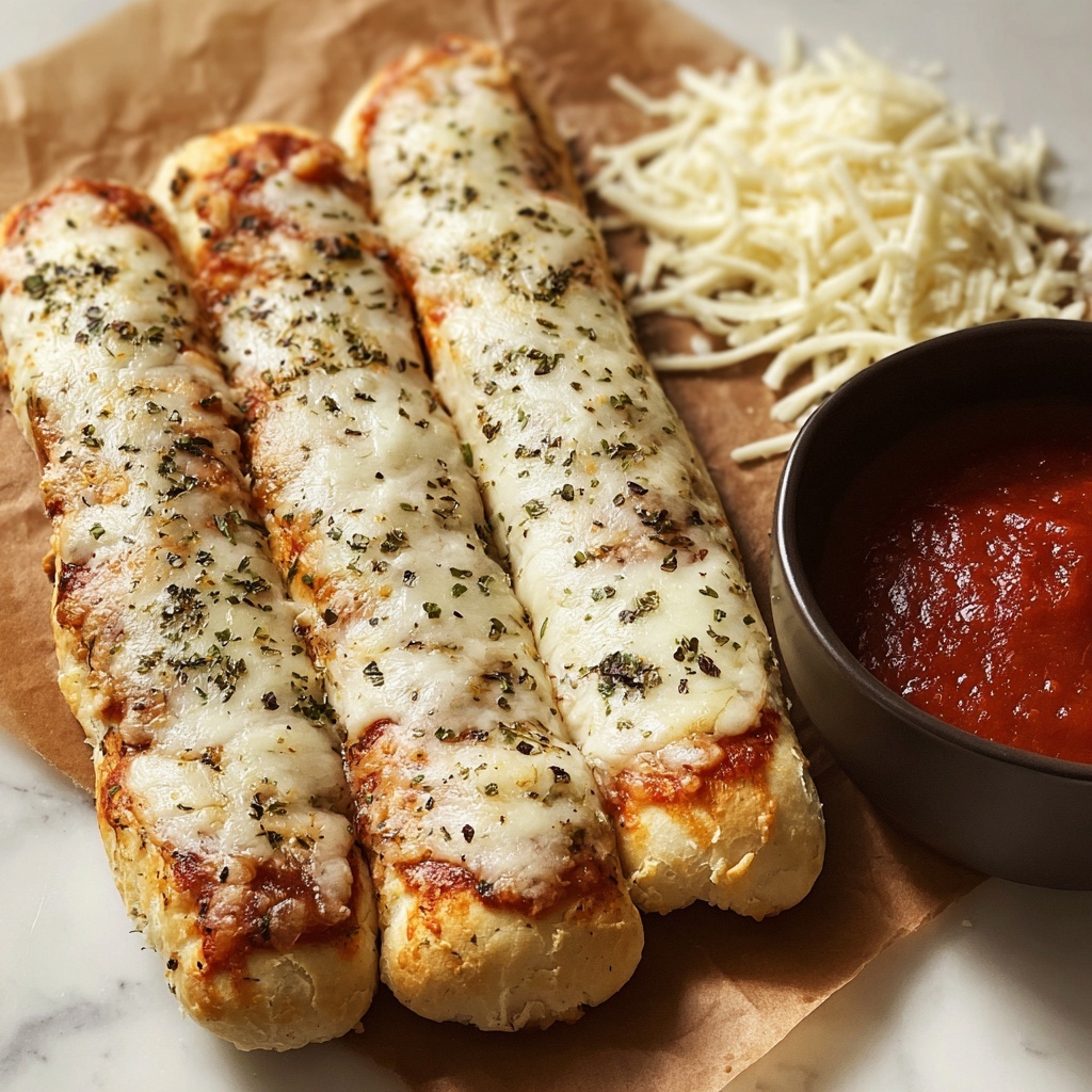 Cheesy Garlic Breadsticks with Marinara Dip Recipe - Recipe Image