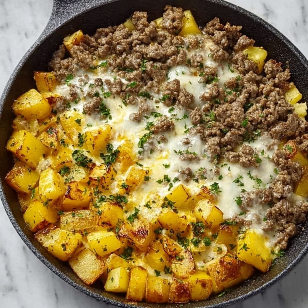 One-Pan Cheesy Meat & Potato Skillet Recipe - Recipe Image