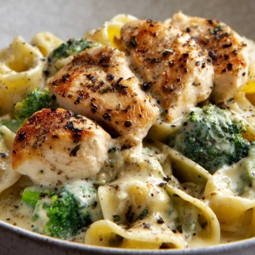 Creamy Chicken and Broccoli Alfredo Fettuccine Recipe - Recipe Image