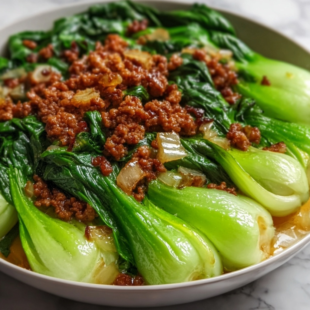 Stir-Fried Bok Choy with Ground Meat Recipe - Recipe Image