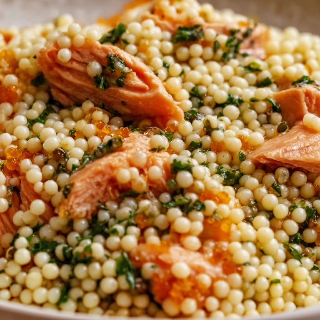 Herbed Pearl Couscous and Salmon Recipe - Recipe Image