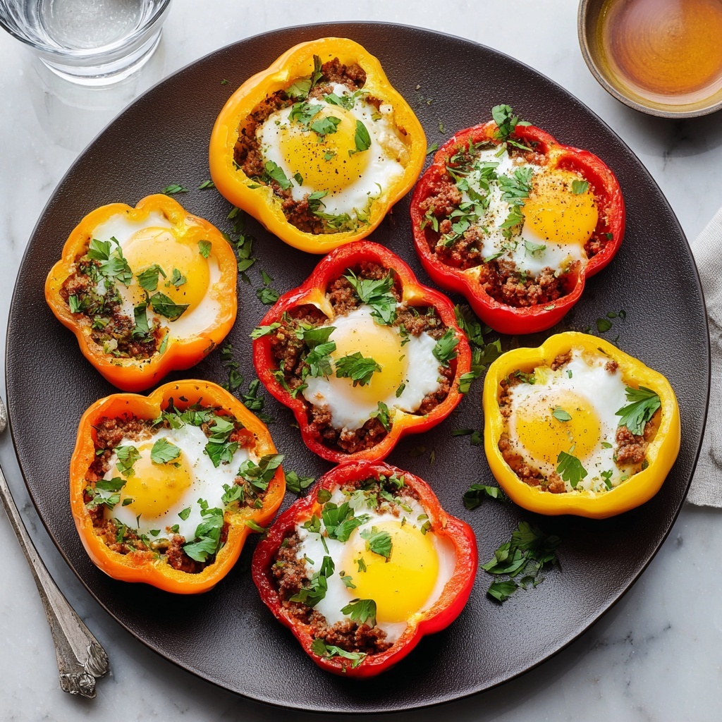 Baked Eggs in Bell Pepper Rings Recipe - Recipe Image