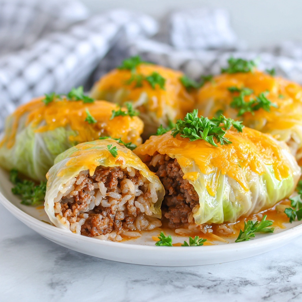 Chicken and Rice Stuffed Cabbage Rolls with Creamy Tomato Sauce Recipe - Recipe Image