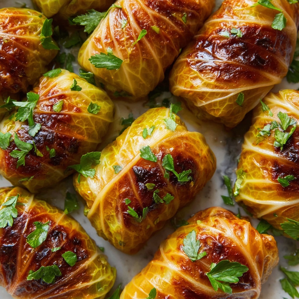 Stuffed Cabbage Rolls with Tomato Sauce and Herbs Recipe - Recipe Image